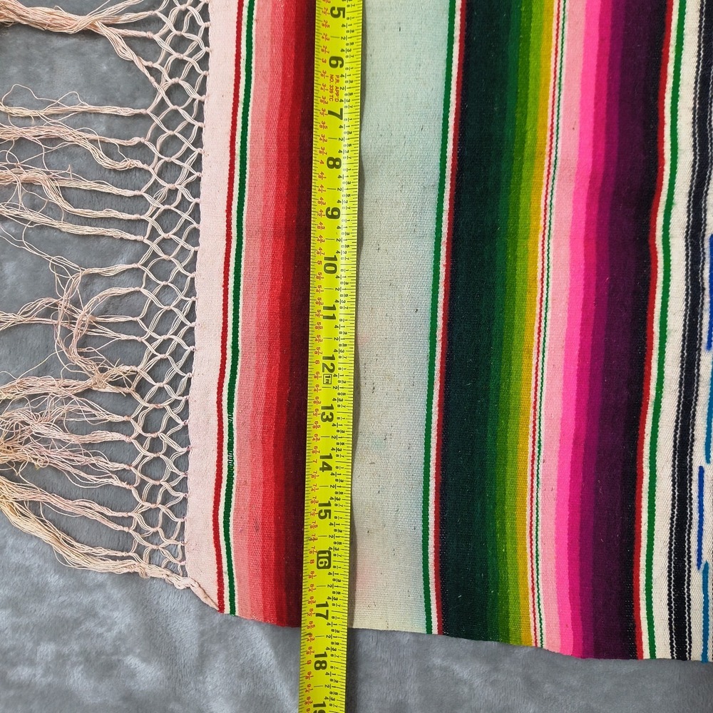 Vintage Serape Table Runner Wool Saltillo Dresser Scarf Mexican 61x17.5 Handmade - Picture 8 of 8